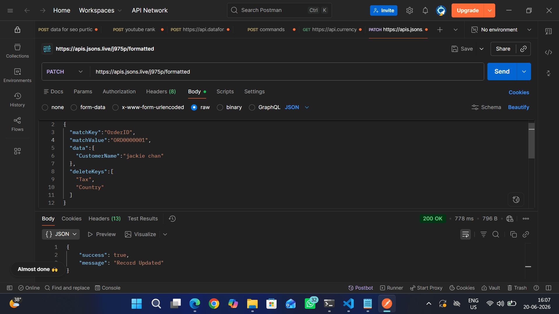 Update and Delete Together Using PATCH