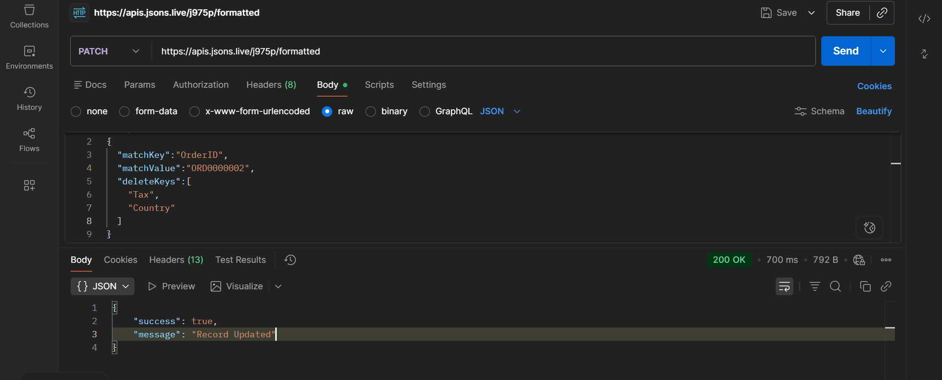 Delete Specific Fields Using PATCH