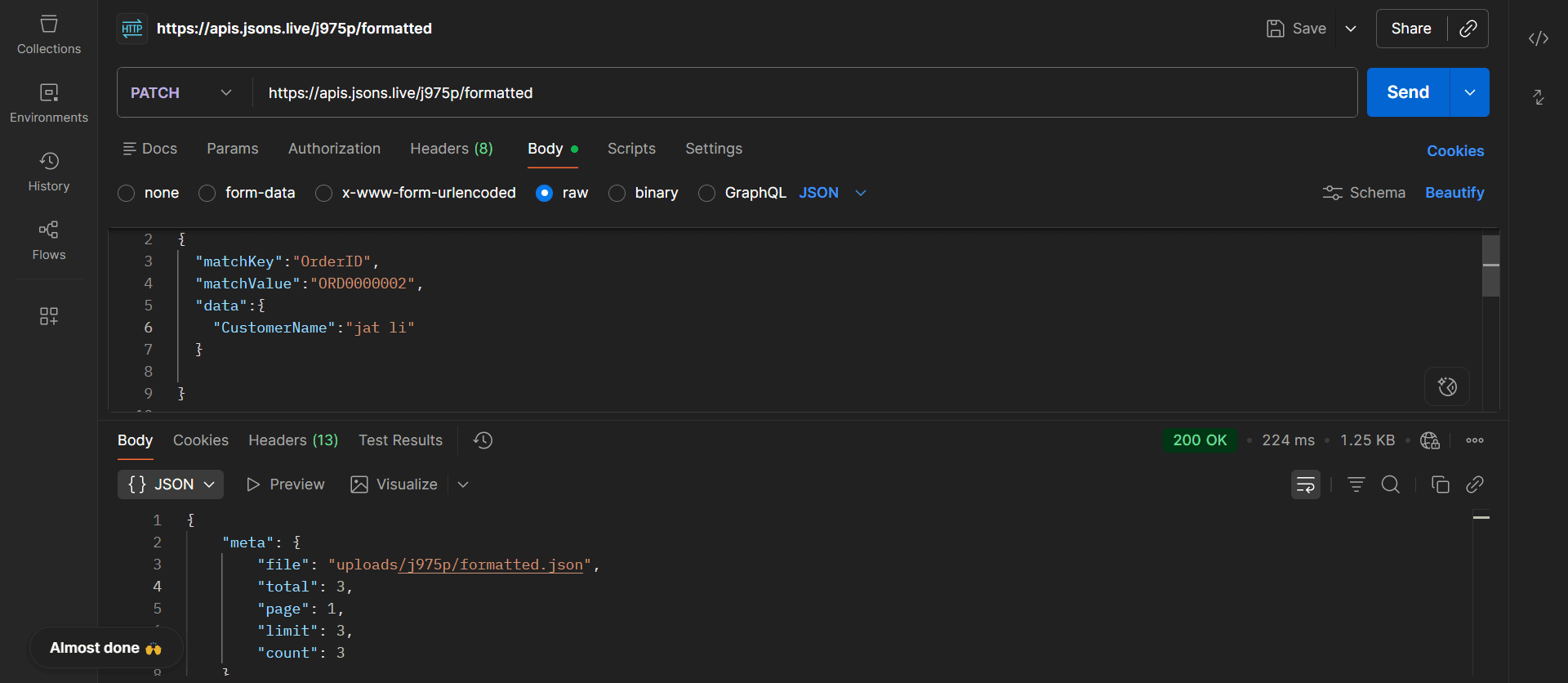 Update Existing Record Using PATCH